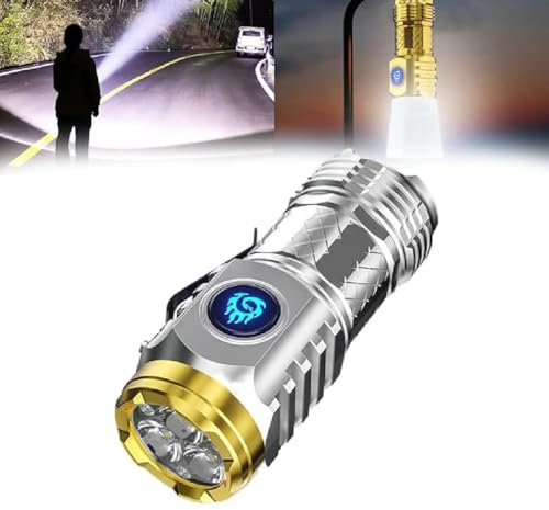 Doollada Thumb Flashlight,Mini-Taschenlampe mit dreiäugigem Monster,tragbare Mini Dreiäugige Monster-Taschenlampe,superhelle Hand-Taschenlampe,wasserdichte Taschenlampe für Camping,Outdoor (Silber)