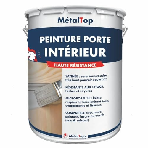 Metaltop - Peinture Porte Interieur - Blanc pur - RAL 9010-1 L - Protection pour bois intérieur, microporeuse et sans odeur