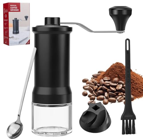 Samamoca Manuelle Kaffeemühle mit Kaffeelöffel, 30-stufig einstellbar, Hochpräzises Keramik-Kegelmahlwerk, Tragbar für Espresso, Pour Over, French Press, Moka-Kännchen, Cold Brew, Camping und Zuhause