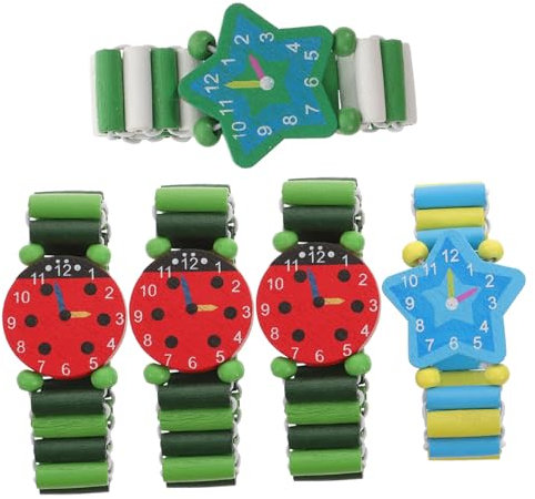 SAFIGLE 5 Stück Holz Cartoon Uhr Smartwatch Schüleruhr Schrittzähleruhr Blumenuhr Kinderdekor Zähleruhr Armbanduhr Digitaluhr