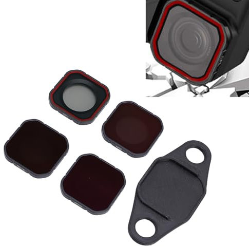ND8 ND16 ND32 -Filterset, Aktionskamera -neutraler Dichtefilter mit Integriertem Gummischleife, Aluminiumlegierung und Optischem Glas für Unterwasser, Regen