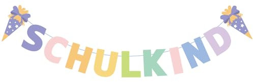 ENLACE Schulkind Girlande Bunt, Einschulung Mädchen Schulanfang Banner, Schulkind Girlande Pastell Deko, Einschulungsfeier Schulstart Dekoration für Klassenzimmer Party Hänge Deko