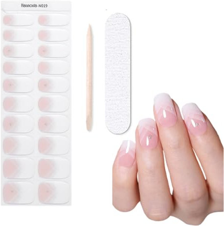 OHREN Gel Semicurado Pegatinas Rosa Crema, 1 Hoja con 20 Piezas, Sólido Gel Semi-Curado Nail Art Stickers para Decoración de Uñas, Pegatinas Uñas UV Semipermanente (Rosa)