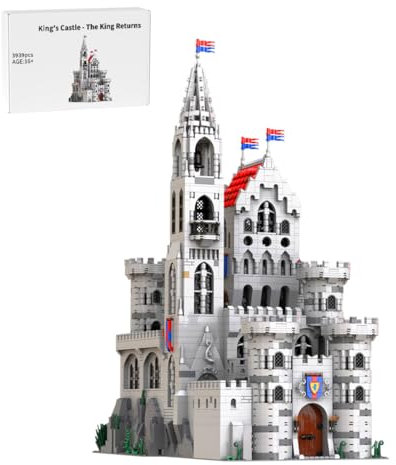 WANENGEDIY Mittelalterliche Königsburg Klemmbausteine Set, 3939 Teile, Schloss Modell mit Thronsaal, Geschenk für Sammler und Baustein-Fans, MOC-193221