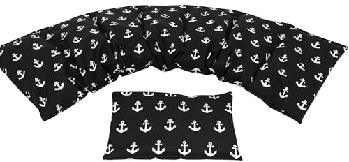 Körnerkissen ANKER Kirschkernkissen 2 er Set Langes 67 x 18 cm 7 Kammer + kleines Wärmekissen XXL Schulterkissen Nackenkissen Mikrowelle + Backofen (Schwarz Anker, Raps)