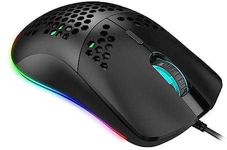 Operitacx Souris Gaming RGB avec Design Trou Programmables LED pour Pc Noir