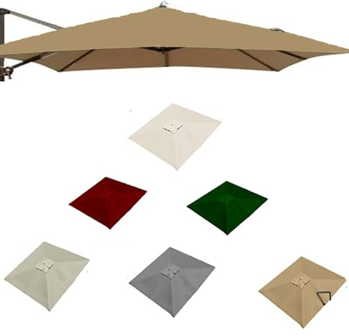 ZYXQQJ 4x3M Rectangulaire Auvent De Rechange pour Parasol Déporté 8 Baleines Toile De Rechange pour Parasol De Terrasse, Vert/Kaki/Bordeaux/Beige(Khaki,2.5x2.5m/8.2x8.2ft)