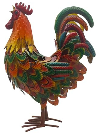VVVineanie Metall Hahn Dekor, Farbe | Huhn Tier Yard Kunst, Rasen Ornament Figuren, Für Outdoor, Patio, Hinterhof, Home Kitchen Dekoration