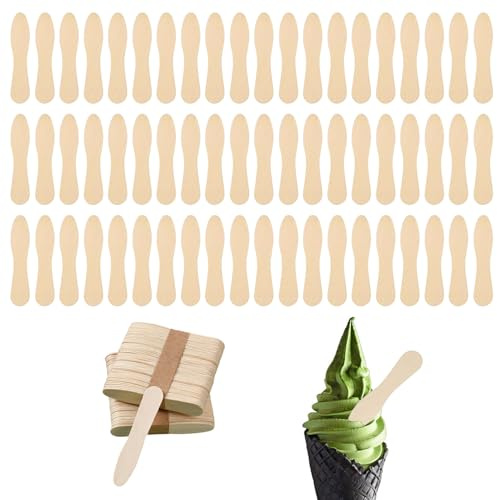 200Pcs Wooden Ice Cream Spoon, Ice Cream Stick, Wooden Tasting Spoon, Mini Wooden Spoon, Biodegradable Tableware, Environmentally Friendly, Suitable for Tasting Cakes and Desserts