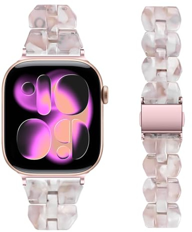HAYONLIY Slim Resin Band Compatible with Apple Watch Straps 40mm 42mm 41mm 38mm Women Men, Waterproof Sport iWatch Strap with Stainless Steel Clasp for SE Series 11 10 9 8 7 6 5 4 3 2 1