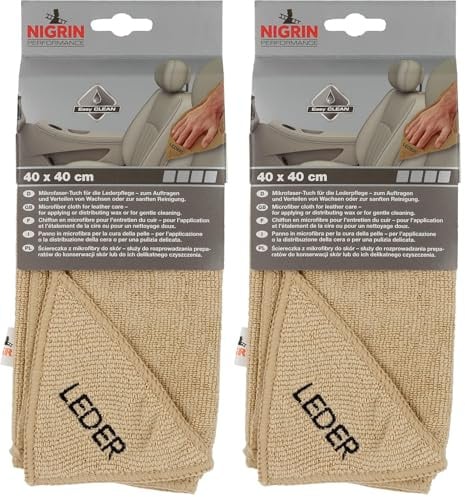 Nigrin 71115 Gamuza de Microfibra para Limpieza de Piel, 40 x 40 cm (Paquete de 2)