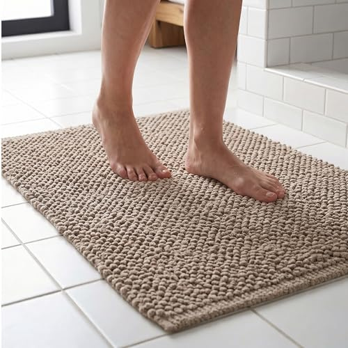 Skabt med Omtanke Badematte Cambre Beige 50 x 80 cm | Badezimmerteppich aus Oeko-TEX Baumwolle | Weicher Duschvorleger für hautfreundliches Badeerlebnis