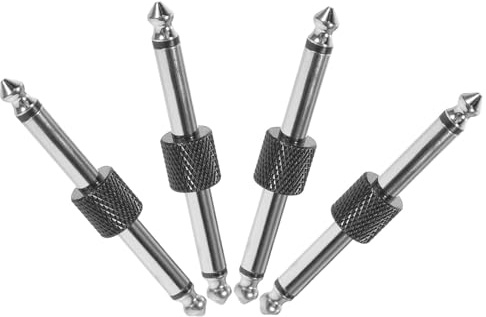 Tofficu 4pcs 6.35mm Stereo Audio Adapter Cable Male to Male Straight Connector for Guitar Pedalboard, Microphone Converter and Digital Piano Use, Black