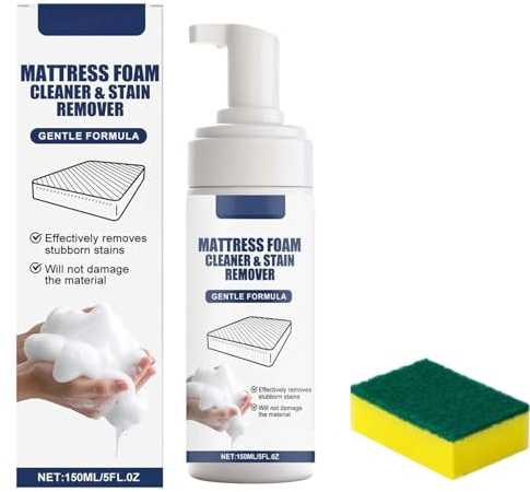 Multi Surface Mattress Foam Cleaner,150ml Couch Stain Remover,Fabric Foam Dry Cleaning Agent,Powerful Mattress Cleaner Stain Remover Spray,No-Scrub&Gentle Stain Cleaner,Fast Acting&Easy to Use (1pc)