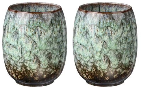 sourcing map Chinese Ceramic Teacup 5.75oz Bright Green No Handle 2Pcs | Traditional Gong Fu Tea Set,Japanese Small Tea Cup,for Mate Tea Coffee Wine Drinks