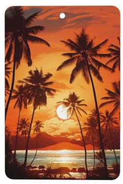 4 Pack Car Air Freshener Palm Trees at Sunset Cute Car Hanging Air Freshener for Automotive Room Decor Gift