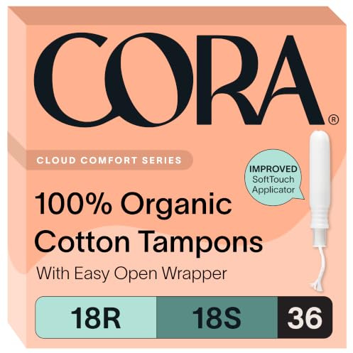 Cora Organic Cotton Tampons Multipack (18 Regular, 18 Super Tampons)