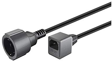 Goobay 51476 Kaltgerätekabel Verlängerung / C14 Buchse auf Schutzkontaktbuchse / Universelles Stromkabel / Kaltgeräte Netzkabel Verlängerungskabel für PC & Monitor / Schwarz / 20cm