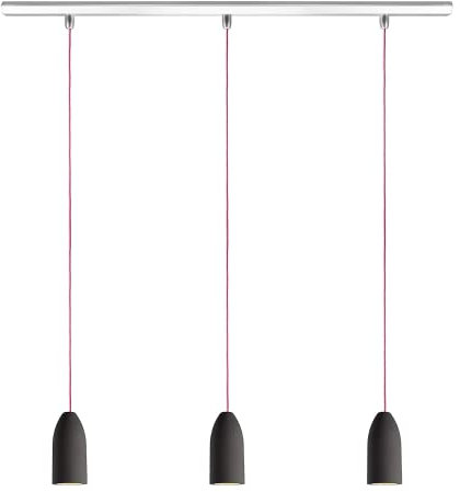 Buchenbusch urban design 3er Hängeleuchte dark edition, Esszimmerlampe mit Textilkabel Pink, Beton Pendelleuchte, Küchenlampe hängend