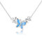 WINNICACA Schmetterling Blau Kristall Halskette Sterling Silber März Geburtsstein Schmuck für Frauen Teenager Muttertag Geschenk