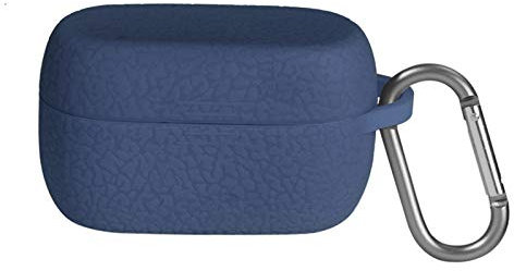 MODJUEGO Earbuds Case for Huawei Earbuds 3 Jabra Elite Active 75t Wireless Silicone Protective Earphone Charging Box Cover Grains Pattern Skin with Buckle (Blue)