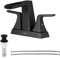 EZANDA 2-Griff Wasserfall Wasserhahn, 10,2 cm zentriert, Badezimmer-Waschbecken-Armatur mit Metall Pop-Up Spülbecken Ablauf & Wasserhahn-Zuleitungen, mattschwarz, 1433004