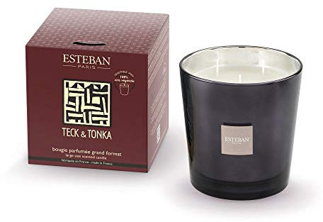 Esteban Paris Teck & Tonka Duftkerze 450g (3 Docht Kerze) NEU