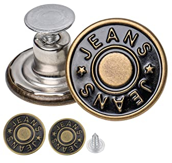 Hosen Ersatz Knöpfe zum Vernieten, Ø 20 + 17 mm Messing Jeansknöpfe, 30 Pack, Bronze-farben, Jeans Knöpfe mit Nieten, Jeans Knopf zum Einschlagen, Metall Hosenknopf, Hose weiter machen, Hosenknöpfe