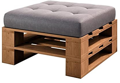 sunnypillow palettenmöbel Europaletten Indoor und Outdoor - Lounge gartenmöbel Holz gartenmöbel Set Lounge möbel Terrasse Balkon loft Stil Paletten Palette (Eiche Hocker 80 x 60 cm Höhe : 30cm)