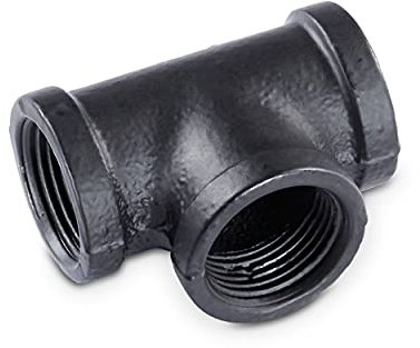 pamo Temperguss Fitting T-Verbinder - 3/4 Zoll für DIY Kleiderstange im Industrial Loft Design | T-Stück | pulverbeschichtet Wasserrohr in schwarz für Do-It-Yourself Garderobe/Kleiderschrank