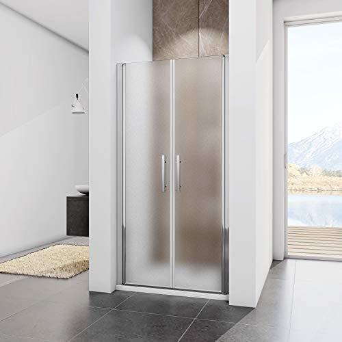 110x195cm Mamparas de Ducha Abatibles Perfil Aluminio Liso con Cristal Opaca de 6mm ANTICAL, Puertas de Ducha
