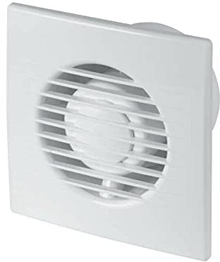 Ventilador extractor de baño de 150 mm/elegante rejilla de ventilación de conducto de ventilación de cocina (temporizador y sensor de humedad, plateado)