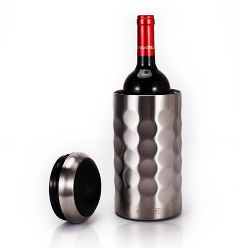 UMIEN Premium Wine Bottle Chiller - Double Walled, Vacuum Insulated Cooler for Most 750mL Champagne and Bottles Iceless with Up To 6 Hours Cold Temperature Retention, 9.035 inch