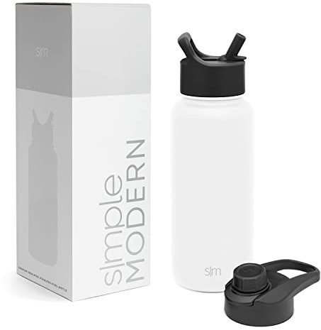 Simple Modern Trinkflasche mit Strohhalm und Chug-Deckel | Wasserflasche Edelstahl Isolierte für den Sport Fitnessstudio | Summit | 950ml | Winter White