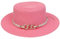 VPbao Panama Elégant Femme Chapeau Melon en Paille Anti Soleil avec Boucle Mariage Cérémonie Soirée Carmin Rouge