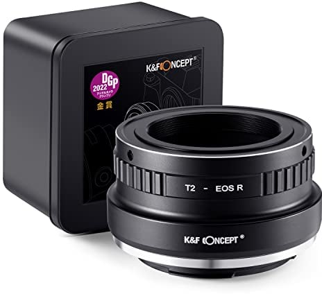 K&F Concept Lens Mount Adapter T2-EOS R Manual Focus Kompatibel mit T-Mount (T/T-2) Schraubmount SLR-Objektiv an Canon EOS R Mount Kameragehäuse