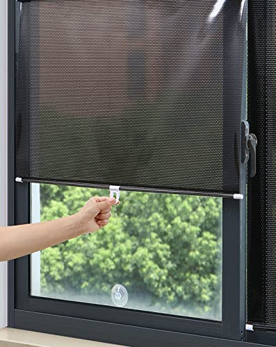 YUJIANHUAA Dachfenster Thermorollo mit Saugnäpfen,Fenster Verdunkelungsrollo,Sonnenschutz Sichtschutz,Temporäre Jalousien,Einziehbarer Balkon Hitzeschutz Rollo,ohne Bohren (68x125cm/26.8x49.2in)