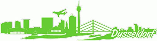 Skyline4u Düsseldorf Skyline Aufkleber Sticker Autoaufkleber City Gedruckt - 40x10,4cm lindgrün