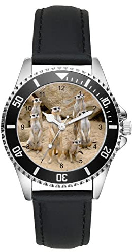 KIESENBERG Herrenuhr Erdmännchen Fan Armbanduhr Geschenk Analog Quartz Lederarmband Uhr L-21237