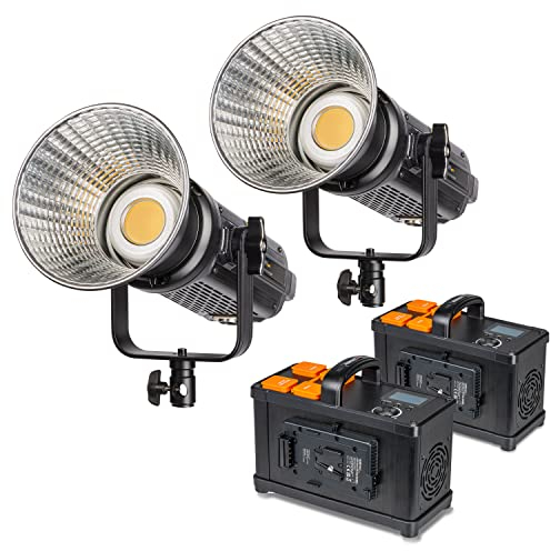 Walimex pro 2X Niova Plus Daylight Studioleuchte 350 W, dimmbare LED Videoleuchte, Videolicht mit Bowens-Reflektor & Soft Diffusor, Studiolicht mit COB-LED-Technologie