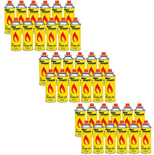 Alpen Camping Butan 36x400ml Gaskartuschen Gasflasche für Gaskocher Campingkocher Bunsenbrenner Lötbrenner 400ml EN417 (36)