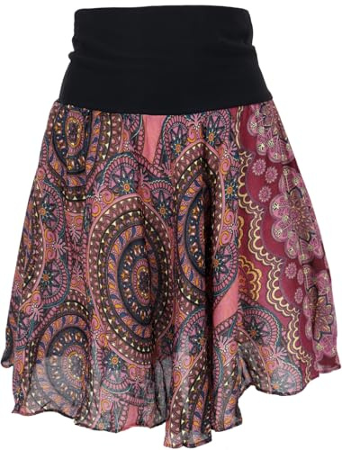 Luftiger Minirock, Boho Sommerrock, elastischer Bund, Viskose, bordeauxrot