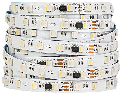 BTF-LIGHTING WS2814 4in1 RGBW Addressierbare LED Streifen RGB+Warmweiß 5050SMD+WS2814 RGB IC 5M 300LEDs DC24V PCB Weiß IP30 Nicht Wasserdicht Traumfarbe für Heimdekoration DIY-Projekt