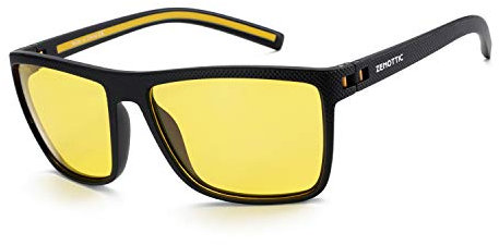 ZENOTTIC Polarised Sunglasses for Men Lightweight TR90 Frame UV400 Protection Night Vision Driving Square Sun Glasses