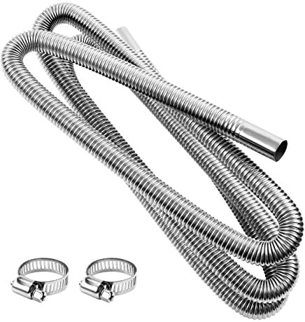 MaxEarn 250cm Exhaust Hose for Generator with 2 Clamps, Car Stainless Steel Air Diesel Heater Exhaust Pipe, Auto Parking Heater Accessories for Diesel Gas Vent Hose Heating