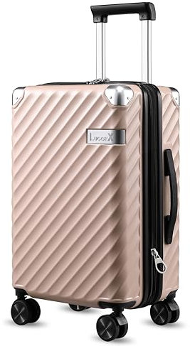 LUGGEX Handgepäck Koffer Hartschale mit Rollen - 35L Erweiterbar für Zusätzliche Flexibilität - Robustes Polycarbonat für Stressfreies Reisen (Rosa)