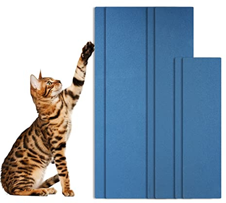 6pcs Cat Nail File Scratching Strips, 3 Sizes Blue 120 Grit Claw Sandpaper for Cats, Scratch Pad With Reliable Rounded Corners, Scratcher for Furniture Flat Surface and Litter Box
