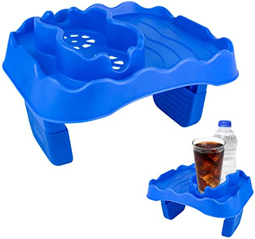 Hekasvm Getränkehalter für freistehenden Pool, Getränkehalter für aufblasbare Kinderpools, Getränkehalter, verstellbar und rutschfest, Zubehör für aufblasbare Pools/Spa/Badewanne (blau)