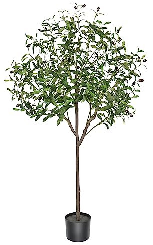 LOMOHOO Olivier Artificiel 120cm Plantes Artificielles Interieur Fausse Plante avec Pot, Arbres artificiels Plante Verte Interieur Faux Arbre Decoration Salon Chambre Balcon Cour Jardin Bureau