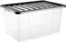 VTL® PLASTIC STORAGE BOXES WITH LID - BLACK LID - 3 SIZES - HOME - BEDROOM - GARAGE - OFFICE - SCHOOL - STORAGE - NESTABLE - STACKABLE (50 LITRE, 1 BOX)
